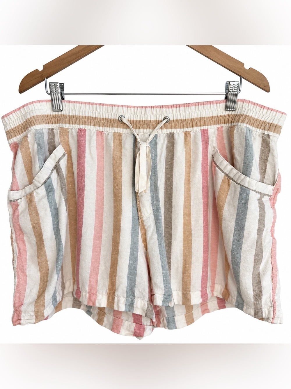 Gap Linen Blend Striped Pull-On Shorts XXL Coastal Grandma Beachy Vacation
